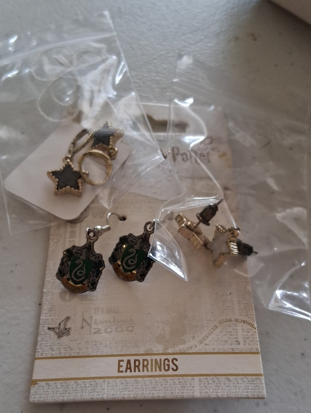 Source Unknown Green and Gold Crest Drop Earrings